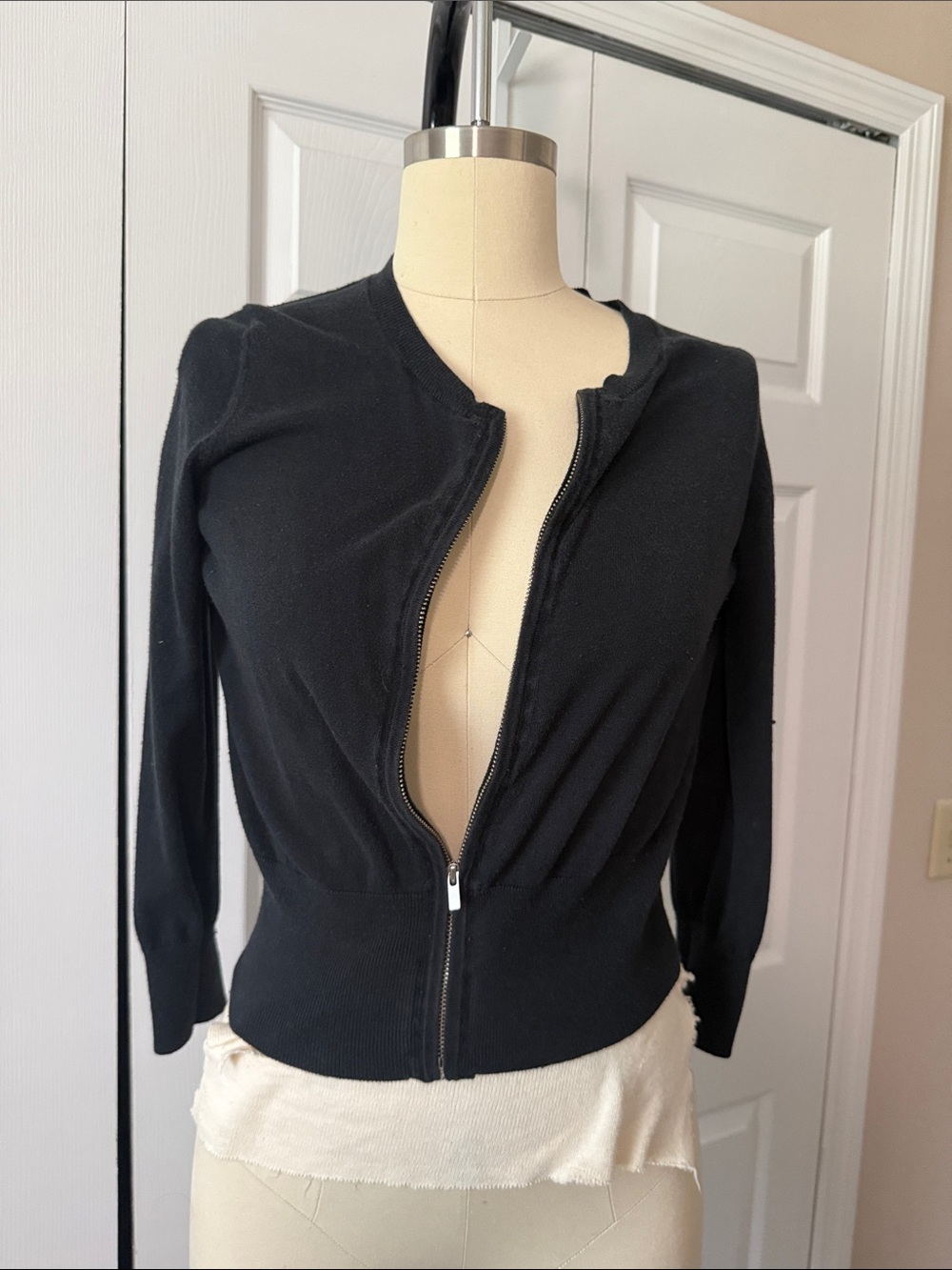 Banana Republic Black Zip-Front Bomber Cardigan